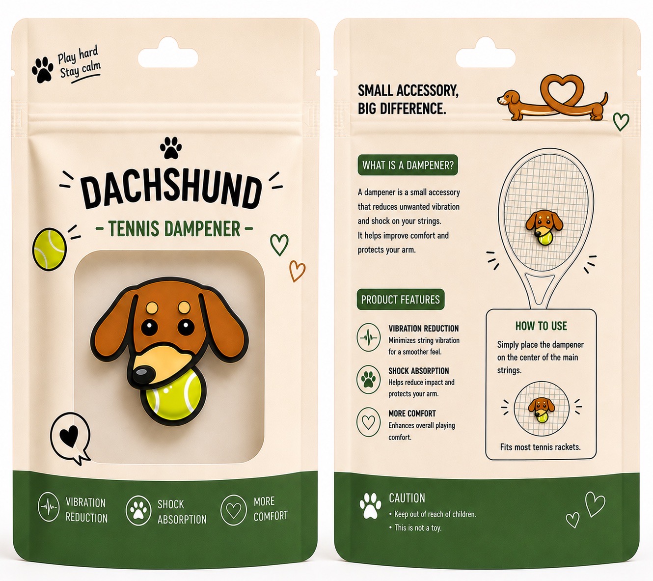 Dachshund tennis dampener package